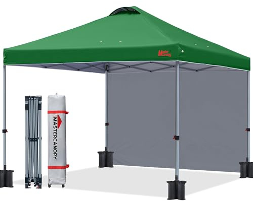 MASTERCANOPY Pop-up-Pavillon mit Entlüftung & Seitenwand | Schnellaufbau, 3-Fach höhenverstellbar, UPF50+, wasserabweisend, inkl. Tragetasche, für Camping, Events, Garten, Markt