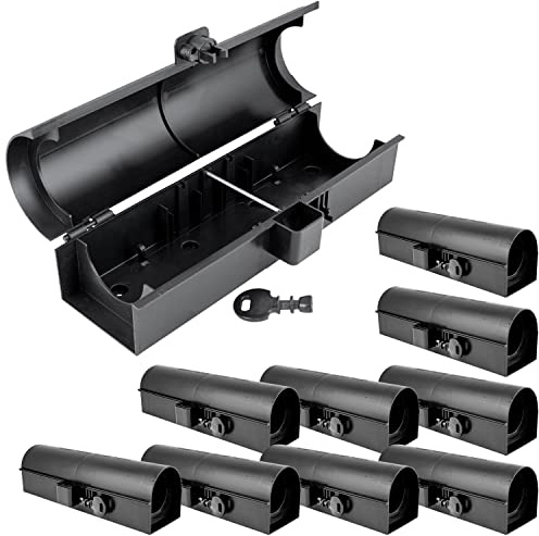 10 x Köderstation Ratten Set Köderbox Garten Rohr Mausfalle Mäuse Rattenköderbox Box Rattenköderstation Rattenfalle Kinder- Haustiersicher Koederbox Petigi
