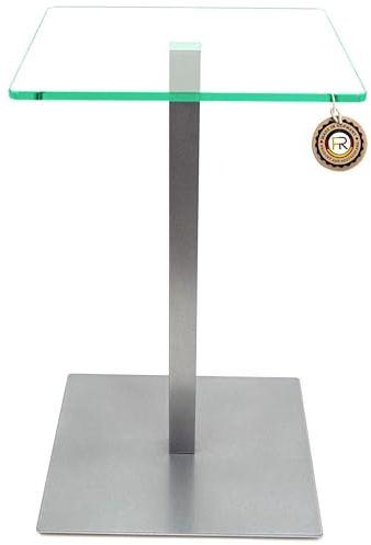 freeroom24 Designer Beistelltisch Glas Silber 30x30x50 cm - Wohnzimmertisch modern - Stabiler Couchtisch - praktischer Coffee Table eckig - Kaffeetisch - Glastisch - Sofatisch - Made in Germany