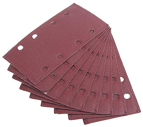 ExcInter 10PCS 93x185mm Sandpaper Sanding Paper 8 Holes Loop Sand Sheet Punched 240 Grits Fit Rectangular Orbital Sander