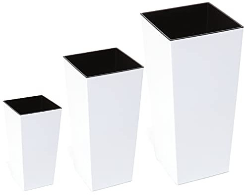 botle Juego de 3 macetas decorativas con 4 combinaciones de tamaños, 6 colores, macetero de plástico brillante, color blanco, XXL