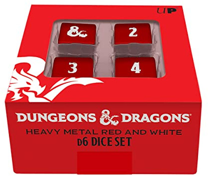 Juego de dados D20 de metal pesado rojo y blanco para mazmorras y dragones, ideal para juegos de rol, DND, MTG como dados de jugador o dados de juego de mesa