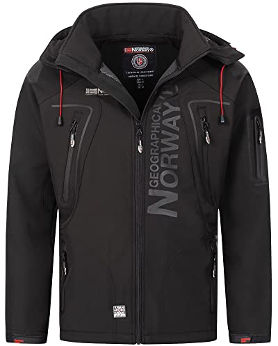 Geographical Norway Herren Softshell Funktions Outdoor Jacke wasserabweisend im Bundle mit urbandreamz Beanie (M, Black Black TN)