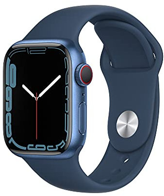 Apple Watch Series 7 (GPS + Cellular, 41mm) - Blue Aluminium Case with Abyss Blue Sport Band (Renewed)