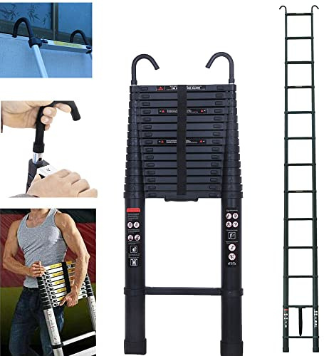 Scala telescopica pieghevole da 5 m, in alluminio, scorrevole, antiscivolo, prolunga per camper o soffitto/ufficio/casa delle merci, facile da trasportare, EN131, portata 150 kg