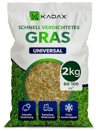 KADAX Rasensamen, Grassamen 2 KG, schnellwachsendes Gras, Rasenpellets, schnellkeimender Rasensamen, Rasensaat, Grassaat resistent gegen Frost, Rasen