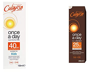 Calypso Once a Day Sun Protection Lotion with SPF 40 and Once A Day Tan & Protect SPF25-200 ml CALC25TAN