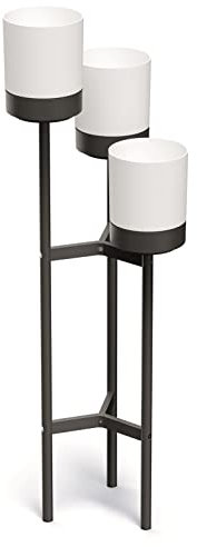 BirnePower Blumenständer Pflanzgestell Blumenampel Pflanzenständer Blumentopfhalter mit 3 Töpfen Weiß Blumentopf Pflanzpyramide (125cm Weiß)