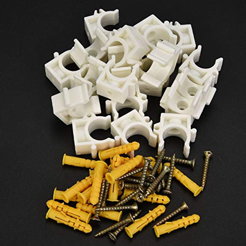 Kunststoff-Rohrschelle, 20 Stück Rohrschellen U-förmige Kombination PVC-Rohrschelle Feste Clips mit 20 Stück Federringen (25mm)