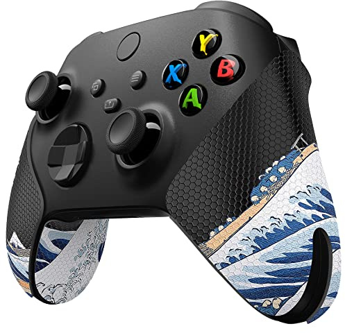 eXtremeRate PlayVital Anti-Skid Sweat-Absorbent Controller Grip for Xbox Series X/S Controller, Professional Textured Soft Rubber Pads Handle Grips for Xbox Series X/S - The Great Wave Off Kanagawa | Kanagawa Big Wave Skin Sticker Skin for Xbox Series X S Controller