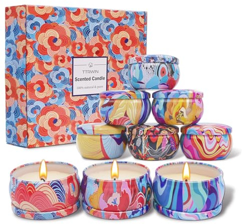 TTRWIN Scented Candles Gift Set, 9 Pcs Natural Soy Wax Candle, Aromatherapy Candles for Yoga to Relieve Stress, Scented Gift for Women Christmas, Birthday, Mother's Day, Valentine's Day