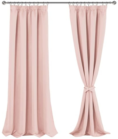 JIUZHEN Gardinen mit Kräuselband Blickdicht Verdunklungsvorhänge | Verdunklungsgardine Hitzeschutz Wohnzimmer für Schlafzimmer Kinderzimmer Thermovorhang Pink, H245 x B140 cm,2er Set