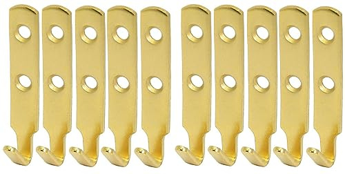 fiXte Brass Picture Hook Heavy Duty Large J Style Hanging Mirror Picture Frames (Pack of 10)