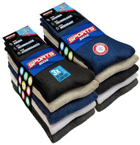 SOXCO 10 par strumpor män kvinnor sportstrumpor arbetsstrumpor, Flerfärgad 10P, 47-50 EU