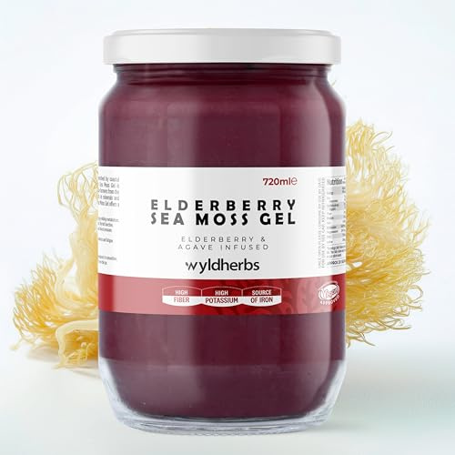 Wyld Herbs All-Natural Elderberry Infused Sea Moss Gel | 100% Wildcrafted Sea Moss | Superfood Rich in Antioxidants, Minerals, Proteins & Vitamins - Vegan & Gluten Free 720ml