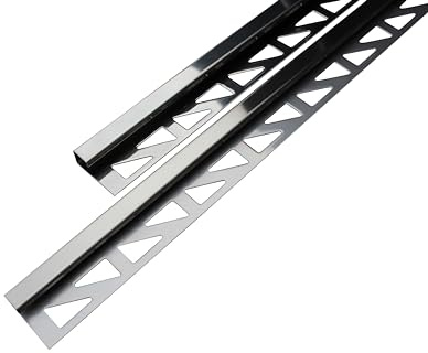10x Edelstahlschiene Quadratprofil glänzend Fliesenschiene Fliesenprofil L 250cm V2A (Höhe 12,5mm)