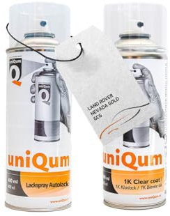 uniQum Spraydose Autolack + Klarlack für LAND ROVER NEVADA GOLD GCG Autolack Reparatur 2x 400 ml