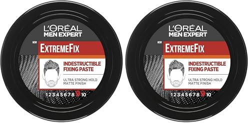 L'Oreal Paris Men Expert Hair Style Paste, Extreme Fix Extra Strong Hold Hair Product Invincible Paste (Pack of 2)