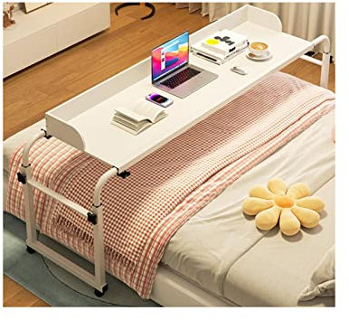 Höhenverstellbarer Laptop-Betttisch mit Rollen, Überbetttisch für Steharbeitsplatz, mobiler Computertisch, Essens-Tablett, Schreibtisch zum Essen auf dem Bett