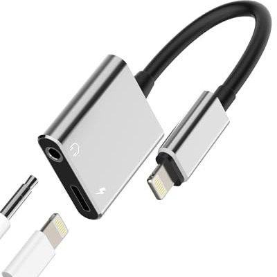 Lightning auf Kopfhörer Laden Klinke Adapter(2 in 1)für Apple MFI Certified Auto AUX Audio Kabel 3.5mm Headphone Jack Splitter für iPad aufladen Anschluss Konverter Cable Cord Ladegerät für iPhone 14
