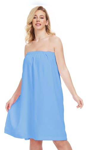 North Bund Asciugamano Donna da Bagno 100% Cotone Accappatoio Doccia Kilt Abito Spugna Telo Con Chiusura in Sauna Spa Blu