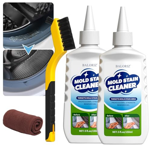 BALORIZ Mould Remover Gel Stains Remover Gel, Deep Clean Household Gel With Brush & Cleaning Cloth For Kitchen Sinks Bathroom Tile Wall Stains Cleaning (Unscented-01)