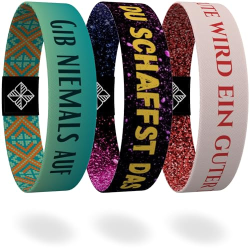 juma - glaubensband | Set Motivation - Verschiedene Größen | Energie- & Motivations-Armbänder, Aus Stoff, Inspirierende Glücksbringer für Kinder, Damen Herren