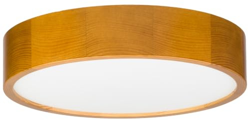 STOLARNIA PIKA Deckenleuchte Holz - Rund Modern Holzlampe 2xE27 (37 cm) - Deckenlampe Helle Eiche - Natur Lampe für Schlafzimmer, Wohnzimmer, Flur, Küche - Stilvolles Design Kiefernholz - LEJA 40 cm