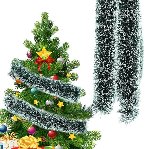 10m Girlande Weihnachten, Weihnachtsdeko, Weihnachtsdeko Outdoor, Tannengirland Girlande Tannengrün Christmas Garland, Tannengirlande Künstlich wie Echt Weihnachten Deko für Innen Außen