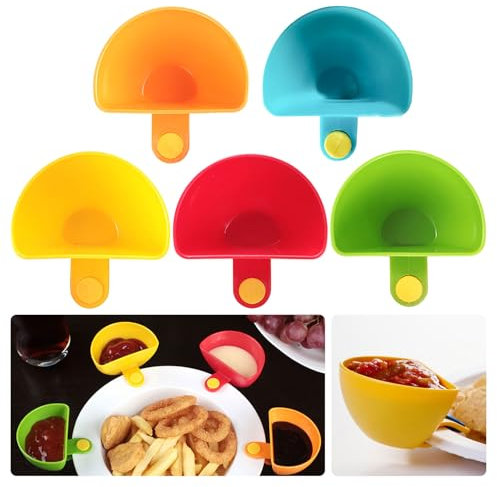 LINGJIA 5 Piezas Cuencos Aperitivos, Platos para Servir Aperitivos, Tazón de para Salsa de Aperitivo, Pinza para Salsa de Aperitivo, Pinza para Tazón, para Ketchup, Salsa, Chile en Polvo, Especias