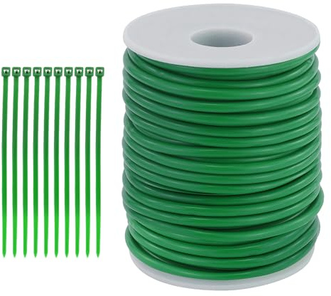 JRSHIRLEYLTD 3,5mm x 20 m Dicke Bindedraht Gummiert, Pflanzendraht Gummiert, Weich Gartendraht, Grün Pflanzendraht, Pflanzenbindedraht für die Organisation, DIY-Bastelprojekte