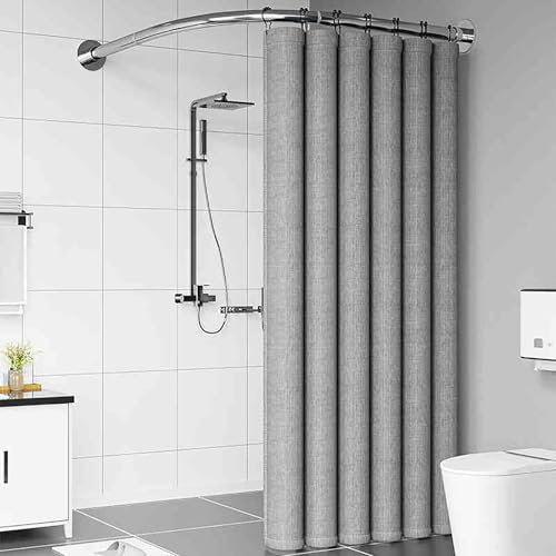 APHTOCF Gebogene Duschvorhangstange L Form Verstellbare, Ecke Duschstange 70-95x105-165 cm, Viertelkreis Duschvorhangstange Aus Edelstahl, Für Badezimmer Badewanne, Silber