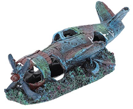 FONDOTIN Aquarium-Dekoration Kampfjet-Form Kreative Harz-skulptur Für Fischbehälter Zubehör Für Aquarienlandschaften Lebendige Und Natürliche Gestaltung