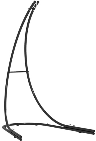 Outsunny Support pour chaise hamac en forme de C Support métallique avec socle pour chaise hamac, balançoire hamac support de hamac jusqu'à 150kg, support de chaise hamac pour intérieur extérieur