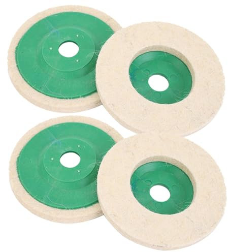 Jubilofex Discos de almohadilla angular, amoladora angular, rueda pulidora – 4 almohadillas redondas de lana para disco de de lana, herramienta de lijado para aluminio metálico, acero