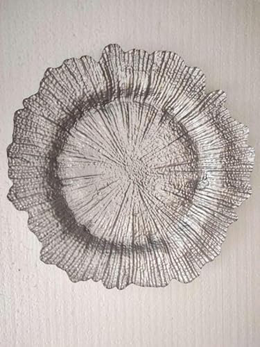 Elegant Event Essentials Reef Charger Plate – 33cm Premium-Quality Decorative Plate, Elegant Reef Design, Hand Wash Only, Perfect for Weddings & Special Events Silver
