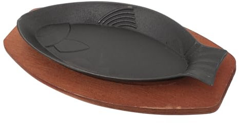 GRIRIW Sartén Para Asar Pescado 30,5x13,5 Cm Hierro Diseño Forma De Pez Antiadherente Práctica Para Cocina Casa y Barbacoa, Bandeja Profunda De 3,5 Cm 8 Peces