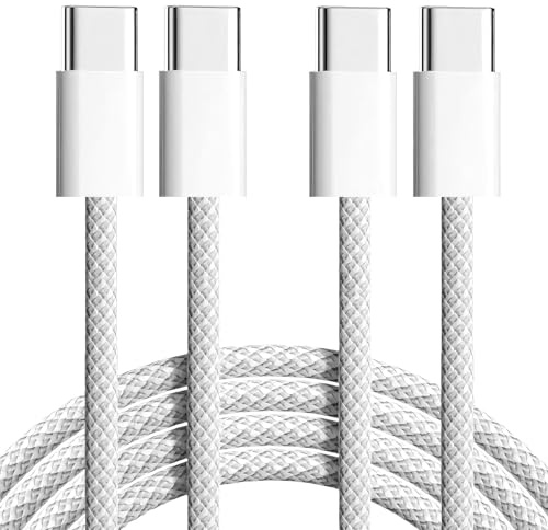 TOP-UP [2 pezzi] Cavo USB C a USB C da 60 W | Nylon intrecciato | Cavo di ricarica USB di tipo C per iPhone 16/15 Pro Max, Galaxy S24 S23, MacBook Pro/Air, iPad Pro/Air | Cavo dati 480 Mbps|1 m