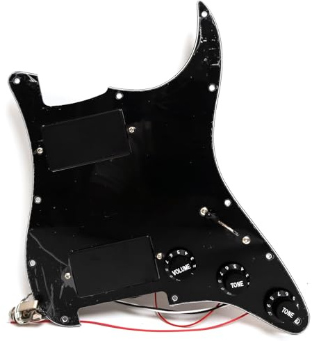 HH Guitar Prewired Loaded Pickguard with Ceramic Active Humbucker Pickups for Fender Strat Guitar Parts (Black)