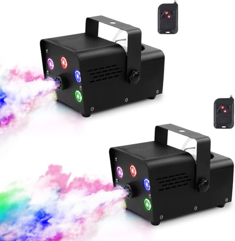 Nebelmaschine,500W Mini Fog Rauchmaschine mit 5 LED Licht, RGB Effekt Nebelmaschine mit Drahtloser Fernbedienung für DJ Party Hochzeitsfeiern Bühnenauftritte und HalloweenWeihnachten