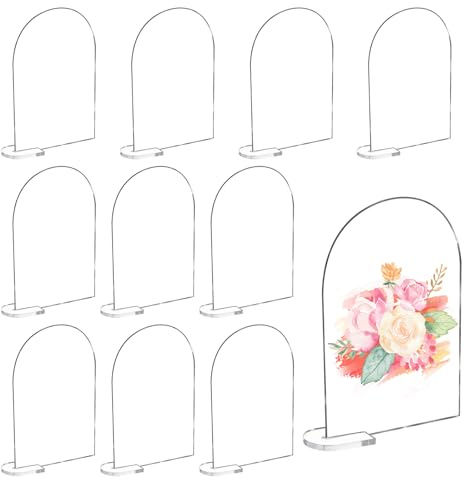 10 Pièces Vierges Acrylique Numero Table Mariage, Table Mariage en | Acrylique Panneau, Transparent Bienvenue Marque Place Avec Support, Panneau Arquées Transparent pour Fêtes Décoration