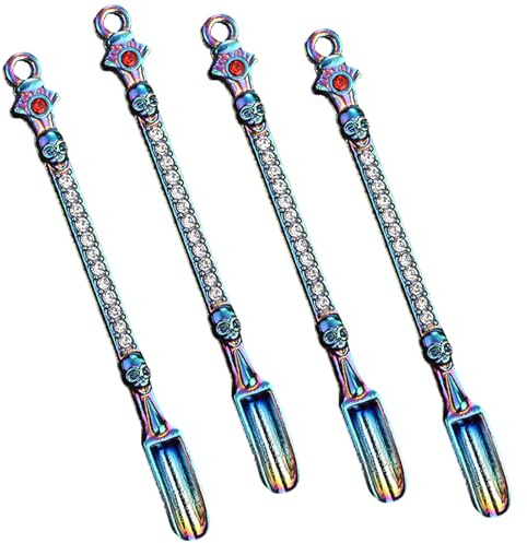 4PCS Mini Metal Shovel Spoons - Multi-Use Powder Medicine Scoop Pendant Necklace with Tableware Charm