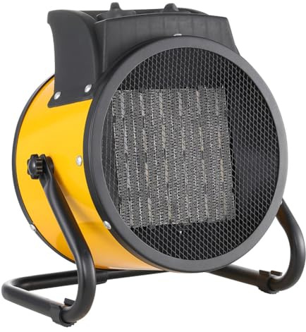 DKIEI Portable Electric Space Heater 3KW/3000W, Indoor & Outdoor Industrial Heater With 3 Heat Settings Adjustable Thermostat, Electric Fan Heater for Garages Workshops Warehouses Home, Yellow