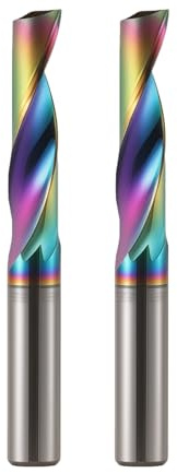 EU-HOZLY CNC Single Flute Router Bits vástago de 6 mm, longitud de corte de 22 mm, fresa de punta de aleación de carburo de tungsteno sólido, fresa con revestimiento DLC para aluminio, paquete de 2
