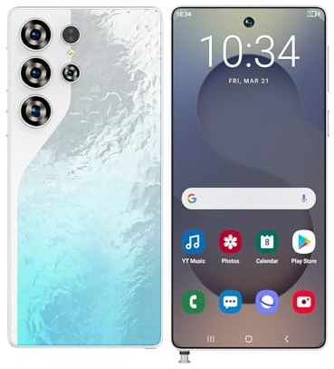 Smartphone S26 Ultra Sbloccato 5G, Display HD Da 7,3, 16GB RAM 1TB ROM, Doppia SIM, Fotocamera Da 72 MP 108 MP, Sistema Operativo Android 14, Supporta WIFI/Bluetooth/GPS/Face ID,Blue-7.3 Inch