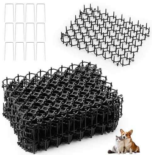 YIYIZI Tappetino Repellente per Gatti,24 Pezzi 20x15cm Plastica Rete per Gatti con Punte con 24 Picchetti, Gattis, Cani, Volpi,Dissuasore per Gattis per Giardino, Divano - Barriera Interno/Esterno