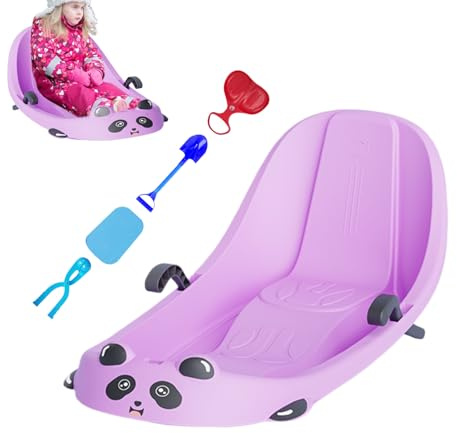 Slitte per neve, sport invernali con schienale, slitta per bambini all'aperto con freno, per innevate colline, cortile, giochi, ragazzi, ragazze, bambini in età prescolare