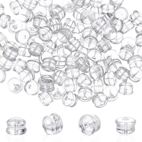 100 Stück Ohrring Verschluss Ohrstecker Verschluss Ohrstecker Rohlinge Transparente Silikon-Ohrringstopper Ohrringstecker Verschlüsse Ohrringverschlüsse für hängende Ohren Ohrring