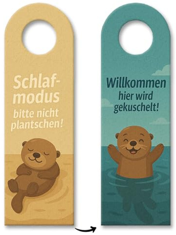Schlafmodus Otter Willkommen Türhänger mit Spruch Lustiger Tieranhänger - perfekte Dekoration für Zuhause