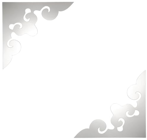 QUARKZMAN 2 Piezas De Pegatinas De Espejo Hueco Para Pared, Calcomanías Decorativas De Patrón De Esquina De Acrílico Autoadhesivas Para Baño Sala Techo Oficina (Plateado, 7.9x7.9)